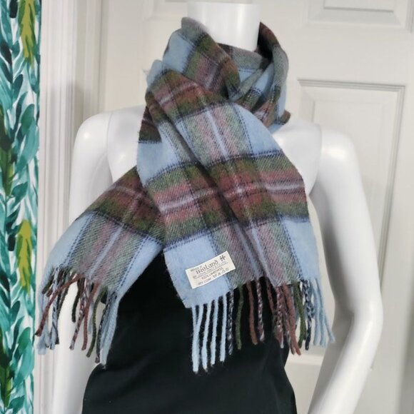 John Hanly & Co. Ltd, Woven In Ireland 100% Lambswool Plaid Scarf, NEW - Picture 3 of 6